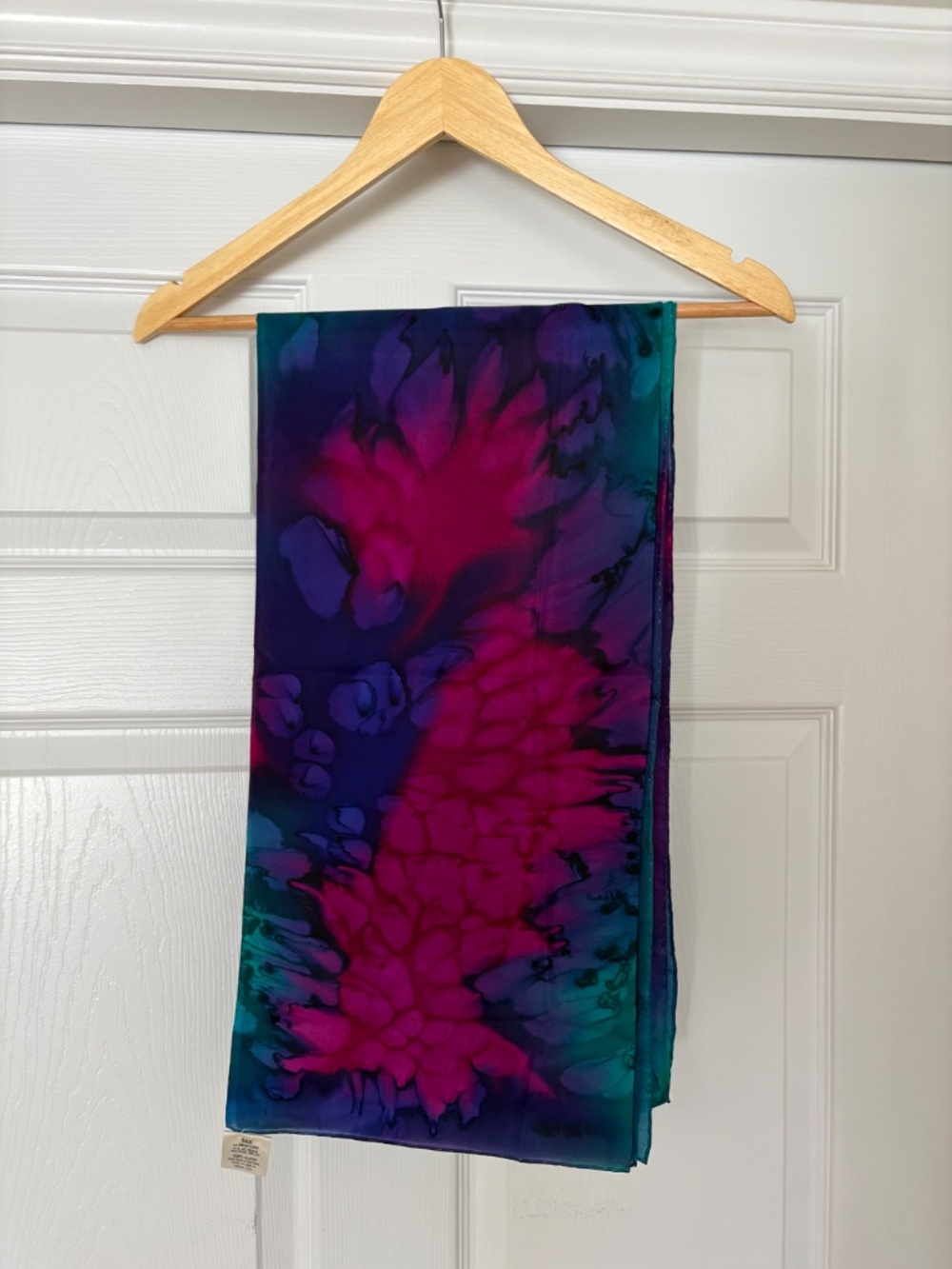Handpainted Silk Scarf by Mary Lund NS Artisan Vibrant Wearable Art